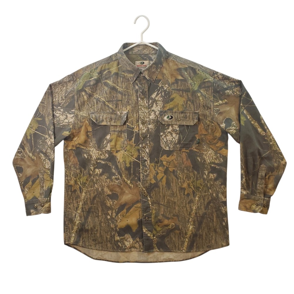 Mossy Oak Explorer LS Shirt Mens XL Camo Break-Up Button Down Hunting Top Heavy